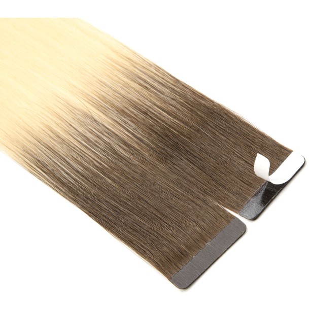 Extension Adhésive Ombré, Rooted et Effet Racine en Cheveux Slaves — 10 Bandes | Real Russian Hair