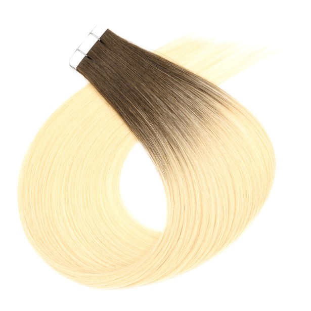 Extension Adhésive Ombré, Rooted et Effet Racine en Cheveux Slaves — 10 Bandes | Real Russian Hair