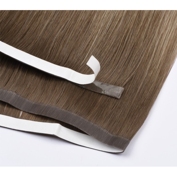 Long invisible tape-in extensions injected with Slavic hair