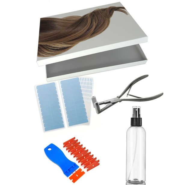 Pack Premium Extensions Adhésives — Dissolvant, Scotch Re-Taping & Pince Pro | Real Russian Hair