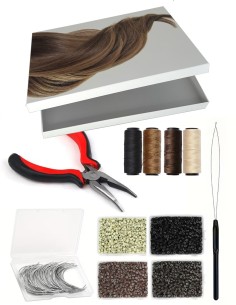 Pack Premium de Pose en Tissage — Fil, Anneaux, Aiguille & Tire-Mèche | Real Russian Hair