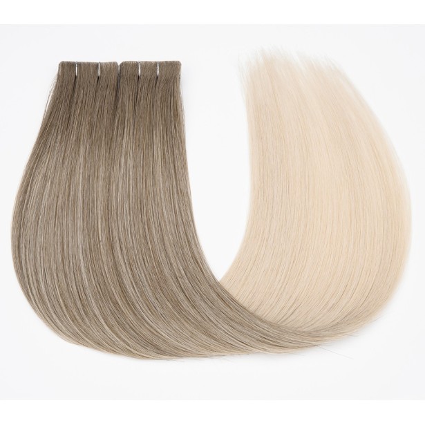 Extension Adhésive Ombré, Rooted et Effet Racine en Cheveux Slaves — 10 Bandes | Real Russian Hair
