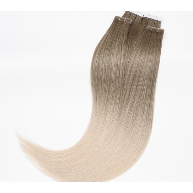 Extension Adhésive Ombré, Rooted et Effet Racine en Cheveux Slaves — 10 Bandes | Real Russian Hair