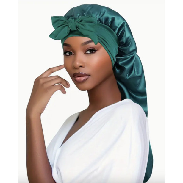 Bonnet de nuit en satin pour extensions de cheveux