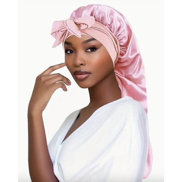 Bonnet de nuit en satin pour extensions de cheveux