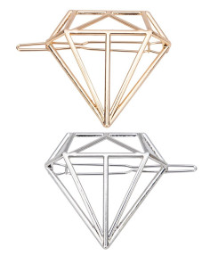 Duo de barrettes diamant 3D — doré ou argenté