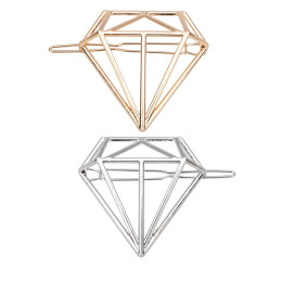 Duo de barrettes diamant 3D — doré ou argenté