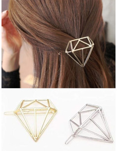 Duo de barrettes diamant 3D — doré ou argenté 2