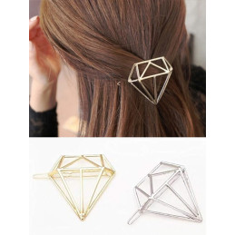 Duo de barrettes diamant 3D — doré ou argenté