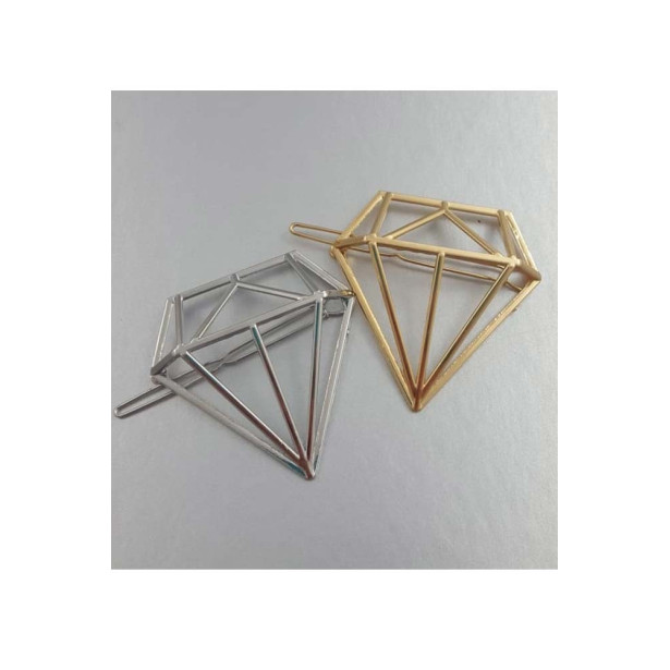 Duo de barrettes diamant 3D — doré ou argenté