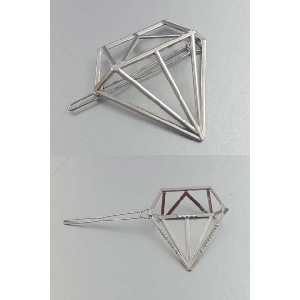 Duo de barrettes diamant 3D — doré ou argenté
