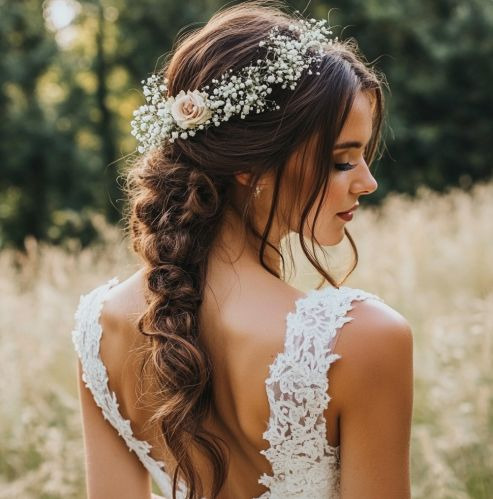 L'extension de cheveux russes en coiffure de mariage 